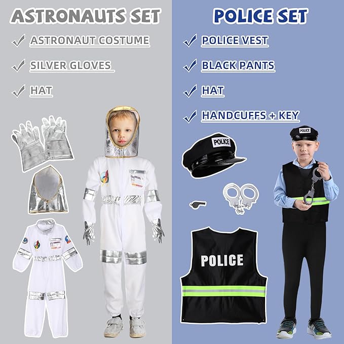 8 Disfraces Infantiles Pretend Play Chef Policía Bombero Doctor Astronauta miniatura 5