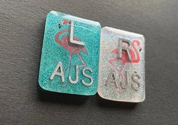 Flamingo Xray Markers, With 2 or 3 Initials, Glitter, Rectangle