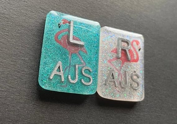 Flamingo Xray Markers, With 2 or 3 Initials, Glitter, Rectangle