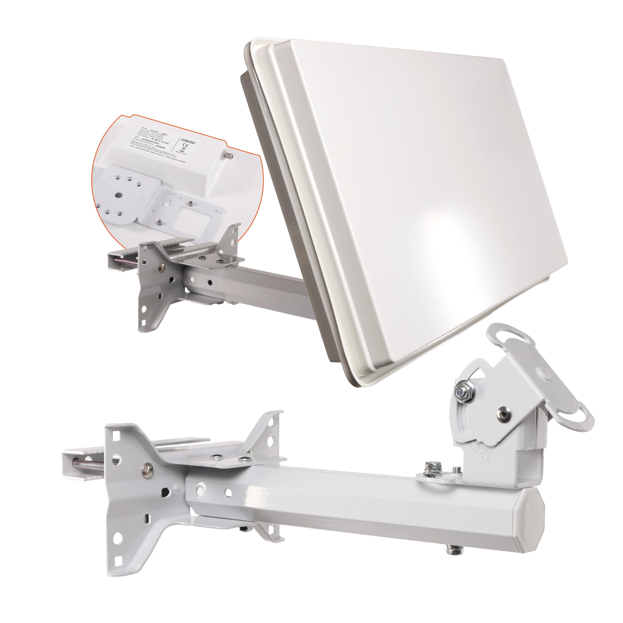Selfsat H30 D1 Kompakte SAT Flachantenne Single-LNB Digital SAT Antenne Astra 19.2° Hotbird Weiß