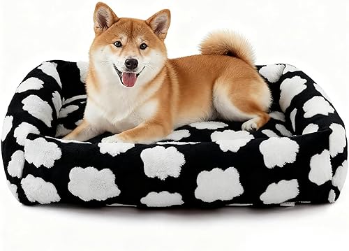 Miniatura 26 de JOEJOY Linda cama para perros de tamaño mediano, camas rectangulares suaves y peludas para perros grandes y medianos, cama ortopédica lavable para