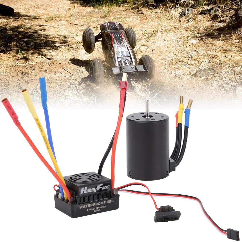 Keenso 3650 3900 KV Samochodowy bezszczotkowy silnik bezczujnikowy, wodoodporny zestaw ESC 60 A do ciężarówki 1/10 RC