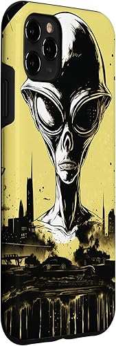 Vista 27 de iPhone 14 Pro Cute Green Alien Head UFO Space Face Alien Case