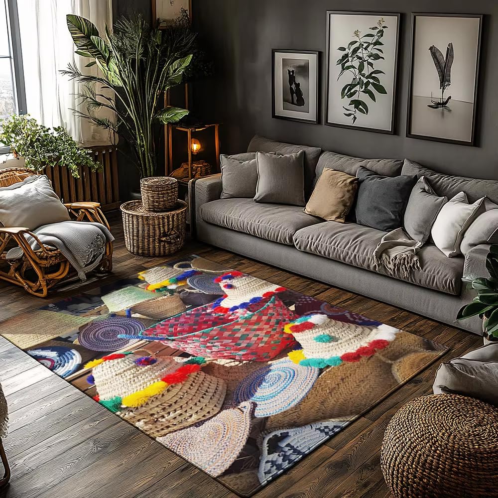 Tapis rustique d'intérieur extérieur style ferme lavable 160x200cm