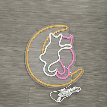 Cat Neon Sign, Cat LED Neon Sign, Wall Decor, Butterfly Stained Window Hanging, Animal 3D Wall Art, Neon Lights, Moon Neon Signs, Preppy Room Decor, Bedroom, Living Room, Cat Loss Anniversary Gift