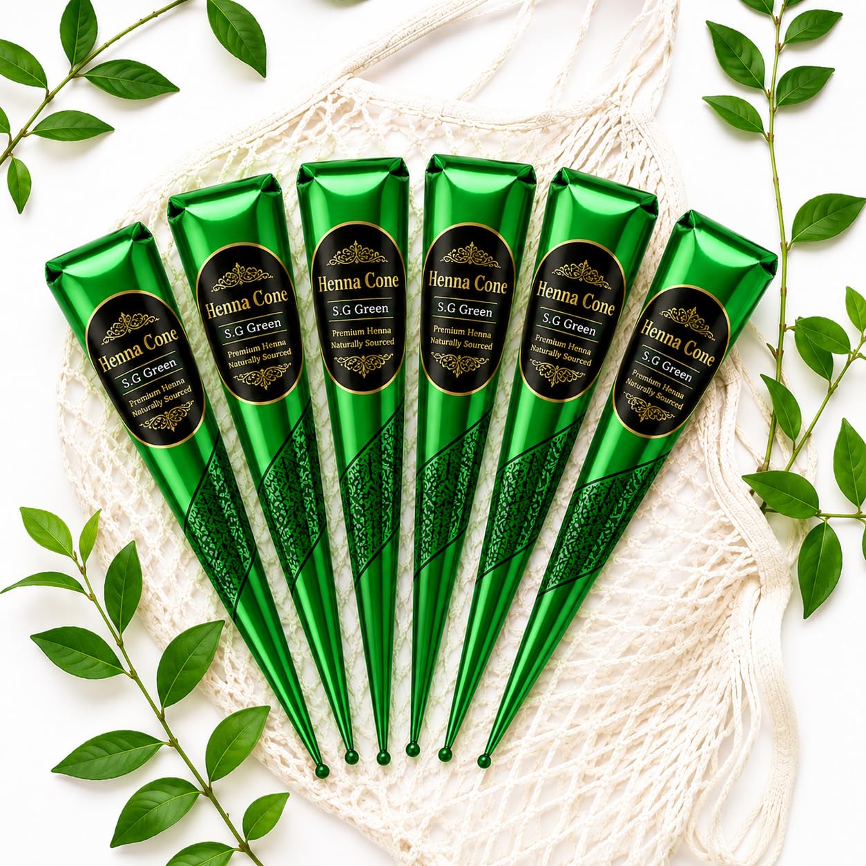 Henna Cones 100% Natural for Hair Color |Ready to Use Henna Leaves Paste Made with Essential Oils | Rich Reddish Brown | Pack of 6×26g | Gift Box for Festivals, Weddings- Hennacone