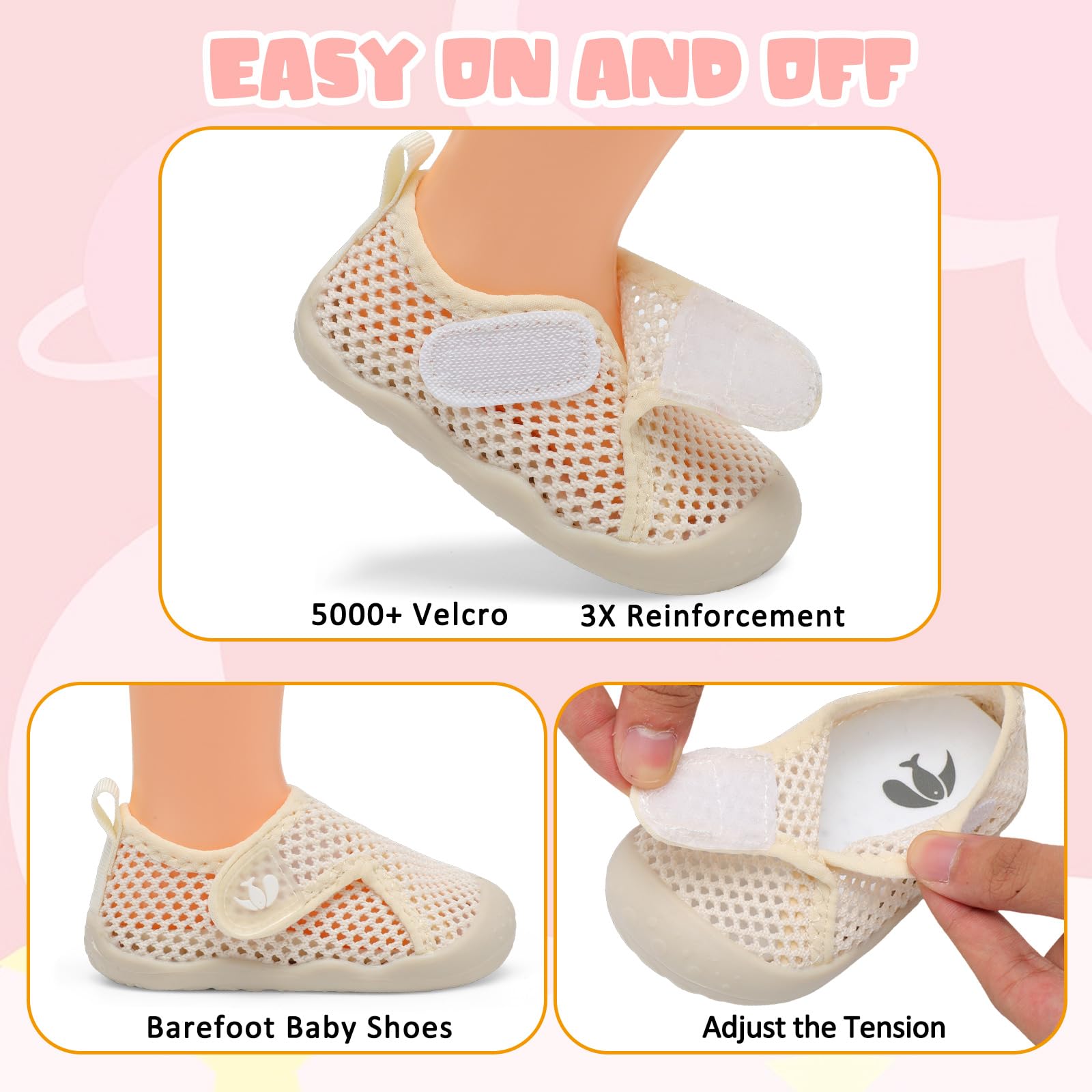 JOINFREE Baby Wide First Walking Shoes Boys Girls Barefoot Shoes Quick-Dry Kids Water Socks for Beach Swim Pool - 3
