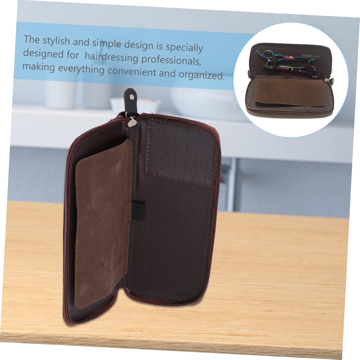 Scissors Storage Bag，Hair Styling Scissor Bag for Hairstylists 2 Holder Professional Barber Case Pu Material Grooming Pouch