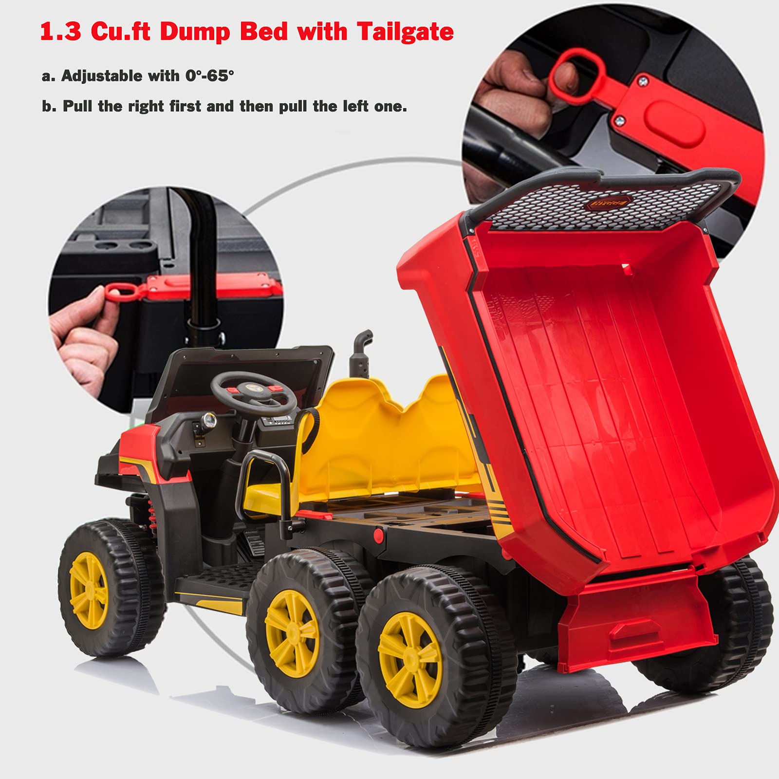 sopbost 2 Seater Ride On Car Ride on Dump Truck 12V 14Ah 4WD Battery Powered Ride On Tractor