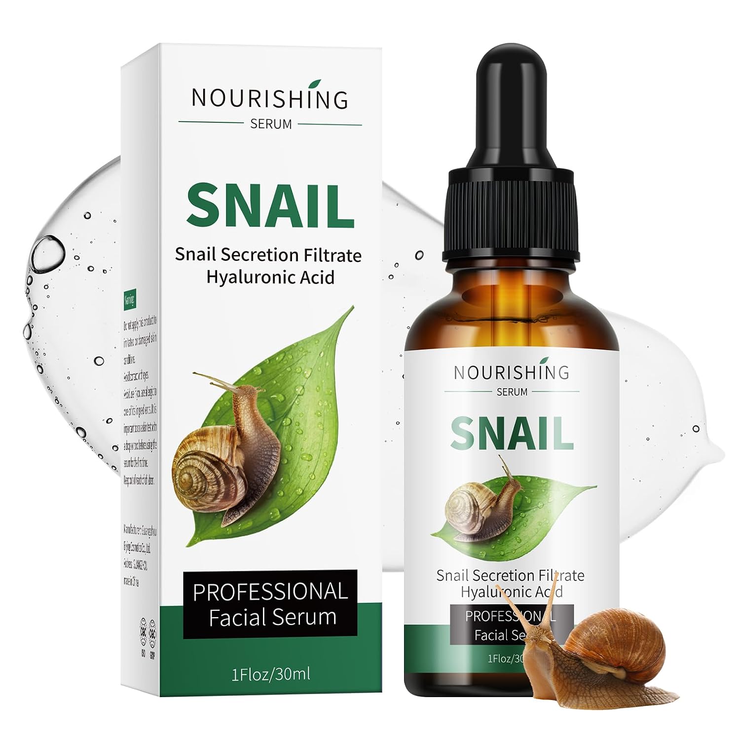Snail Secretion Filtrate Face Serum for Women & Men, Snail Facial serum with Hyaluronic Acid, Snail Mucin Serums Essence, Hydrating Nourishing Moisturizer Serum for Skin Care