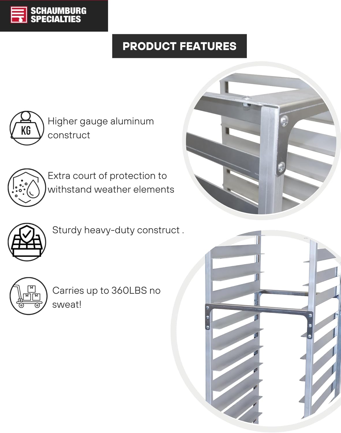 Side Load Aluminum Speed Rack, Commercial Standard Heavy Duty Aluminum Bun Racks For Food Service, Bakery, Restaurant, NSF Listed Industrial Baking Pan Rack (15 Tier 4 Inch Spacing)