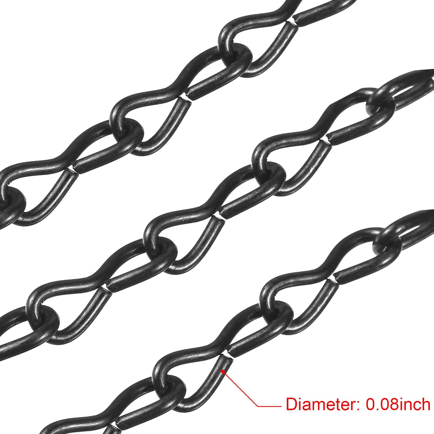 eBoot 3 Pack 16 Inches Hanging Chains Flower Pot Chains Hanging Flower Basket Galvanized Replacement Chain 3 Point Garden Plant Hanger (2 mm, Black)