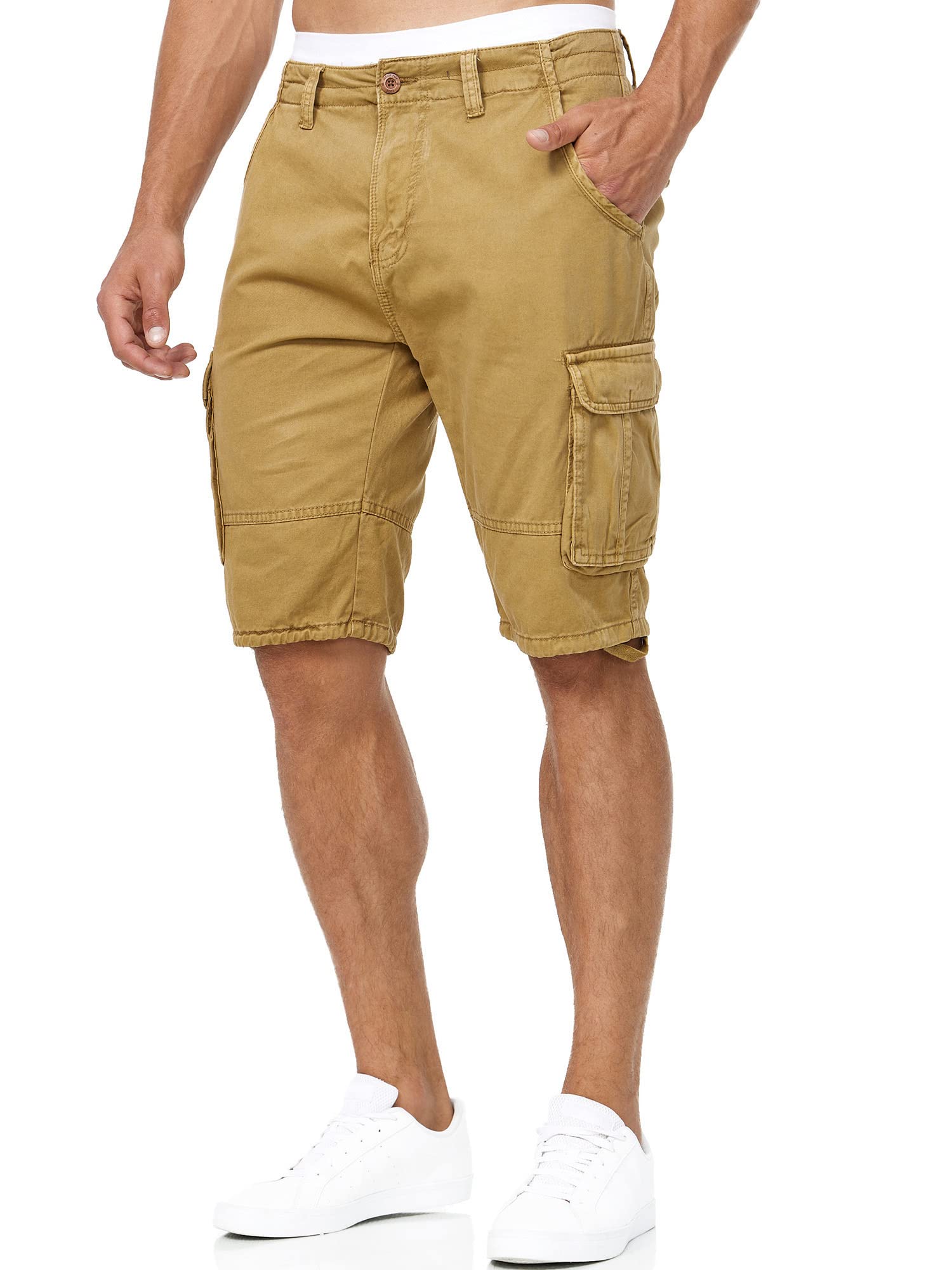 Indicode Hombres Blixt Shorts Cargo con 6 Bolsillos y cinturón confeccionados en 100% algodón
