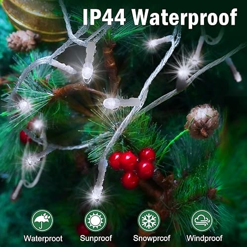 Miniatura 7 de SAUIRS Tira de luces LED de Navidad de 403 pies, 1000 luces LED para exteriores, 8 modos, temporizador y función de memoria, luces de hadas