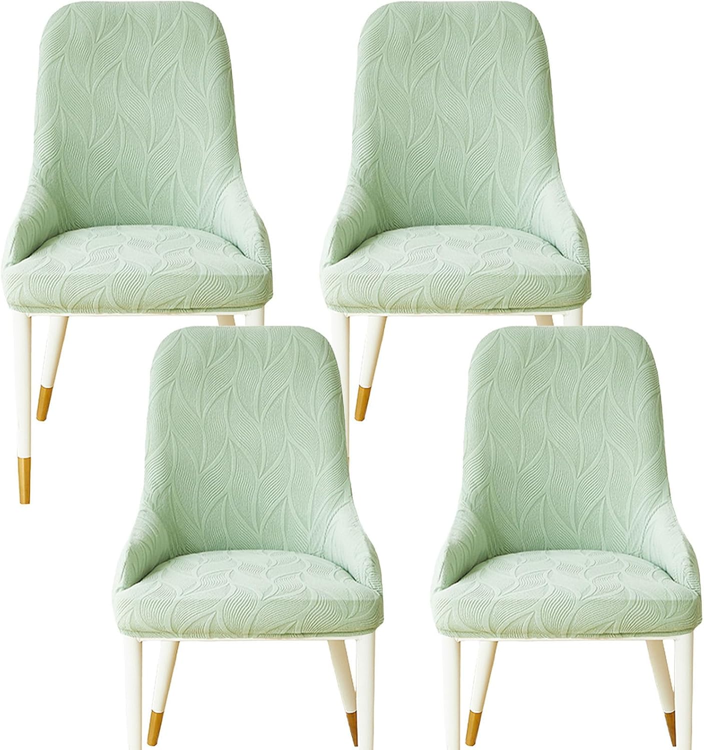 Wingback Side Chair Slipcover, Spandex Sloping Armchair Cover Removable Universal Dining Chair Covers Machine Washable Hand Washable for Kitchen Hotel-Light Green-Set of 4