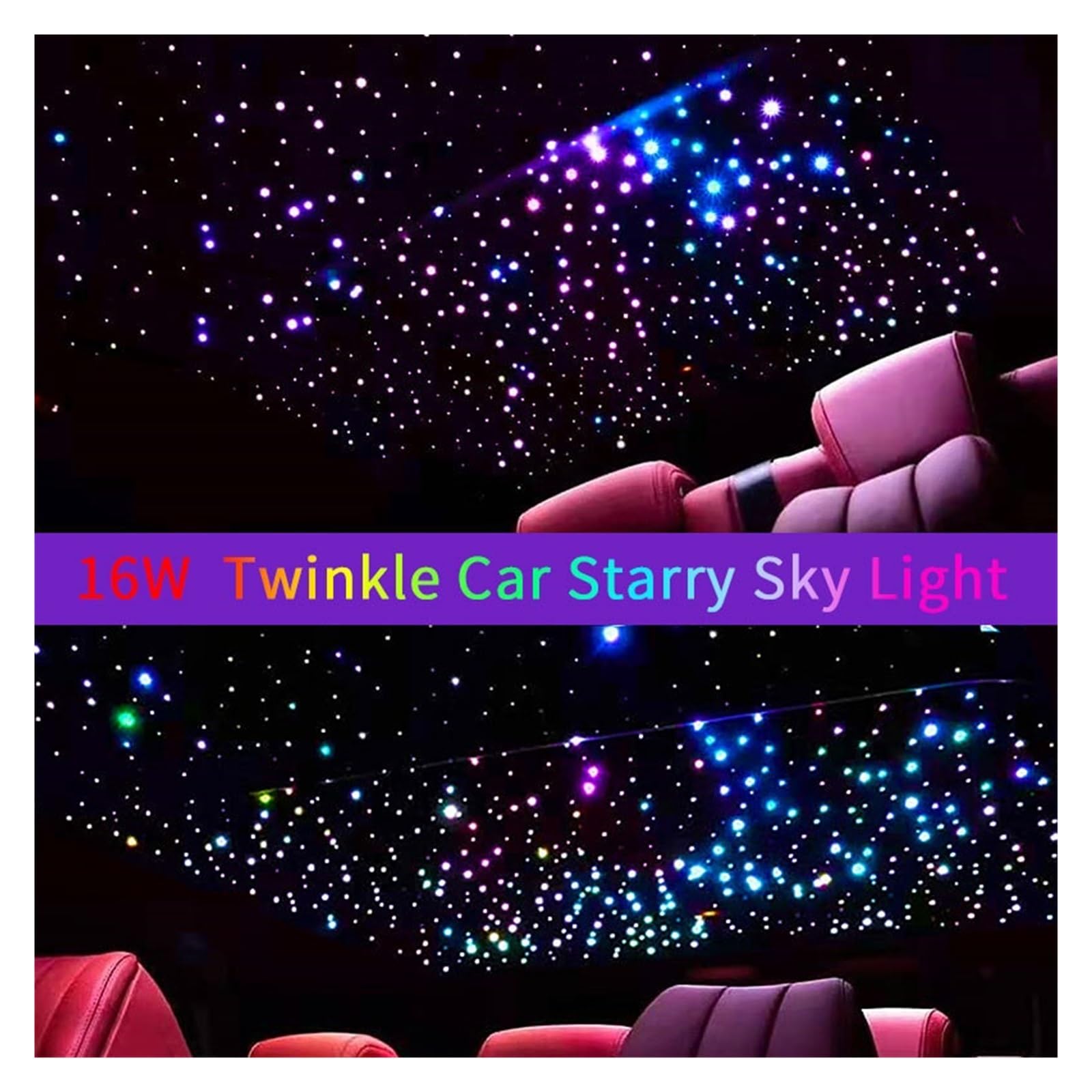 Oświetlenie Wnętrza Samochodu 16w Twinkle LED Samochód Gwiaździste Niebo Światła Dach Gwiazda Lampki Nocne Wnętrze Sufit Auta Gwiazdy Lampa Światłowodowa(550 0.75 400cm 2pcs)