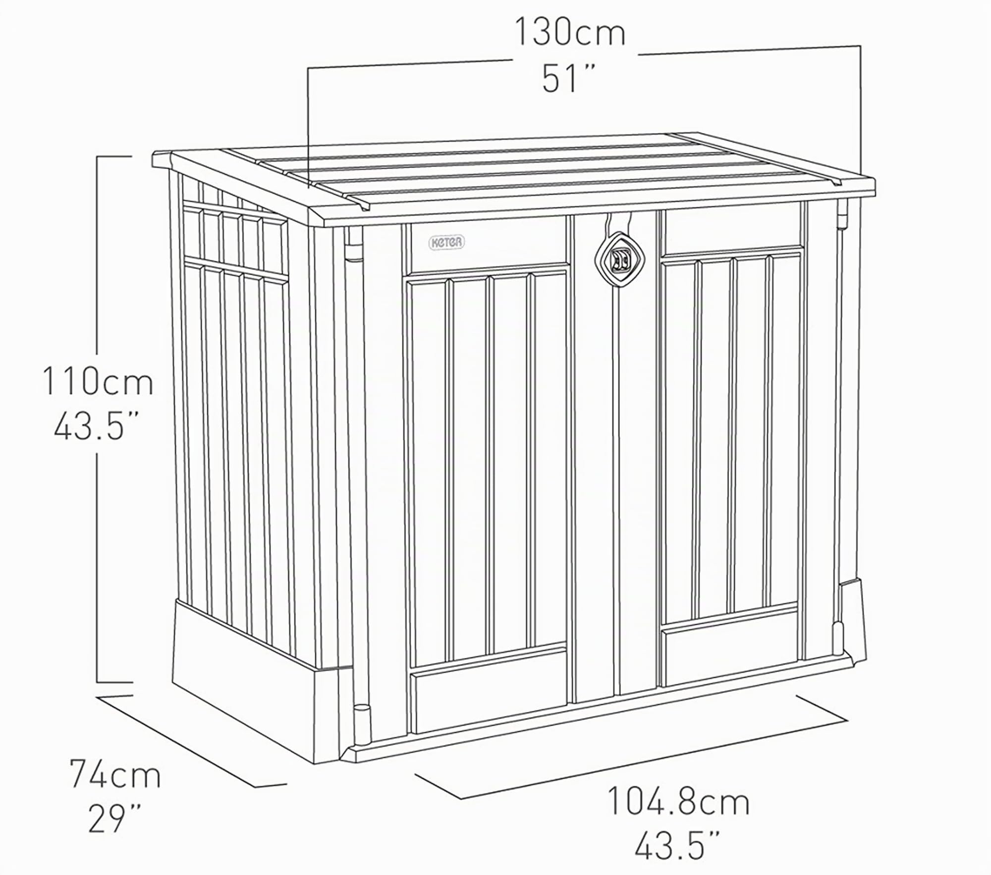 KETER Abri horizontal range poubelle SIO MIDI - 845 litres [Ancien Modèle]