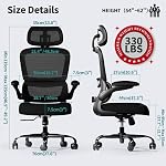 TRALT Office Chair Ergonomic Desk Chair, 330 LBS Home Mesh Office Desk Chairs with Wheels, Comfortable Gaming Chair, High Back Office Chair for Long Hours, Office Chair for Study and Work (Black)