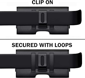 Holster for Samsung Galaxy Ultra S25 S24 S23 S22 S21 Note 20, Google Pixel 8 9 Pro XL Extra Large Cell Phone Belt Holder Case with Clip, ID Card Pouch - Black