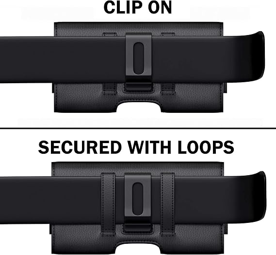 Holster for Samsung Galaxy Ultra S25 S24 S23 S22 S21 Note 20, Google Pixel 8 9 Pro XL Extra Large Cell Phone Belt Holder Case with Clip, ID Card Pouch - Black