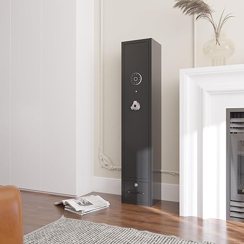 Miniatura 9 de Caja fuerte para 4 armas, cajas fuertes y gabinetes, cajas fuertes para armas para el hogar, rifles y pistolas, caja fuerte para armas con cajón,