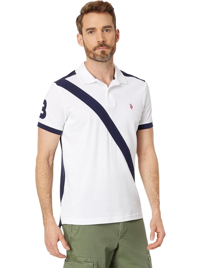 U.S. POLO ASSN. Short Sleeve Slim Fit Sash Front Pique Knit Polo Shirt