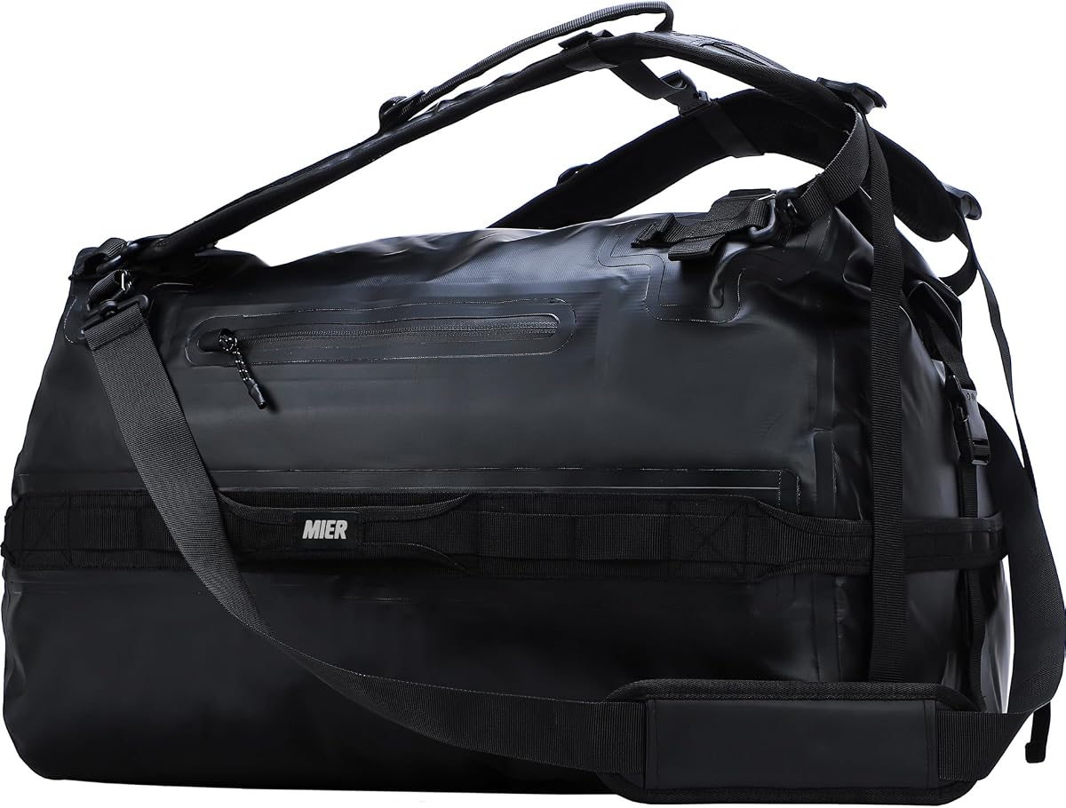 Bolsa de lona impermeable grande - Mochila con bolsa seca de 60 L/80 L | correas de mochila desmontables; múltiples bolsillos; Roll-Top con cierre de gancho y bucle; Motocicleta, Kayak, Gimnasio, Playa, Paseos en bote