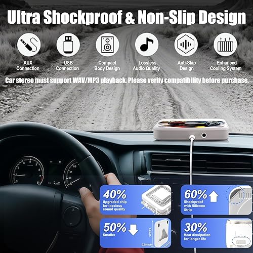 Miniatura 4 de Reproductor de CD portátil externo para coche, reproductor de CD de coche Plug and Play con puerto USB, puerto AUX, reproductor USB universal para