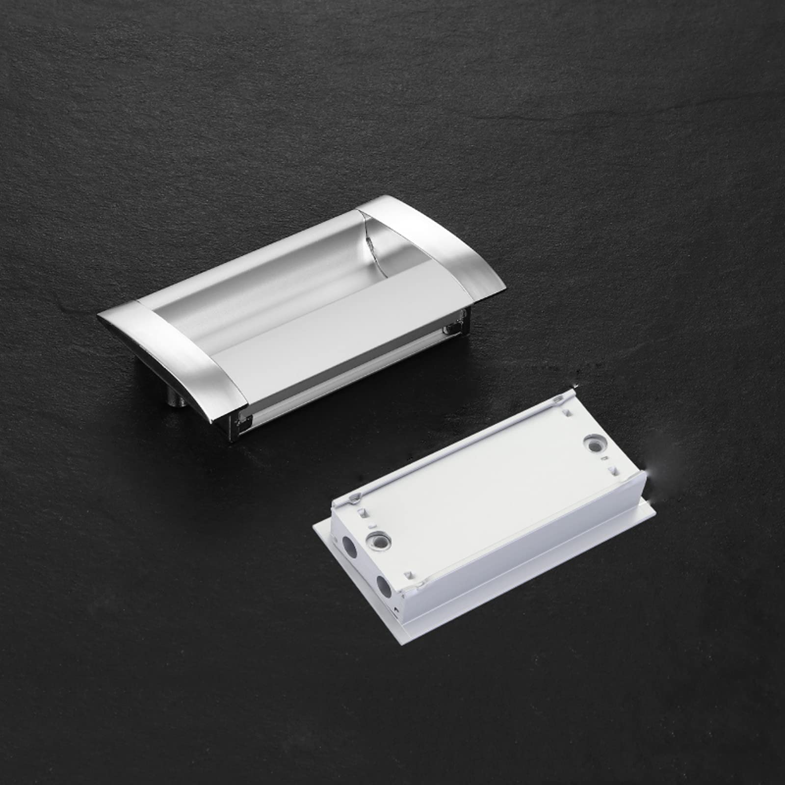 Klamka wpuszczana, 2X, niewidoczne uchwyty do szuflad, profil aluminiowy, szafki stojącej(A1,Hole distance 64mm)
