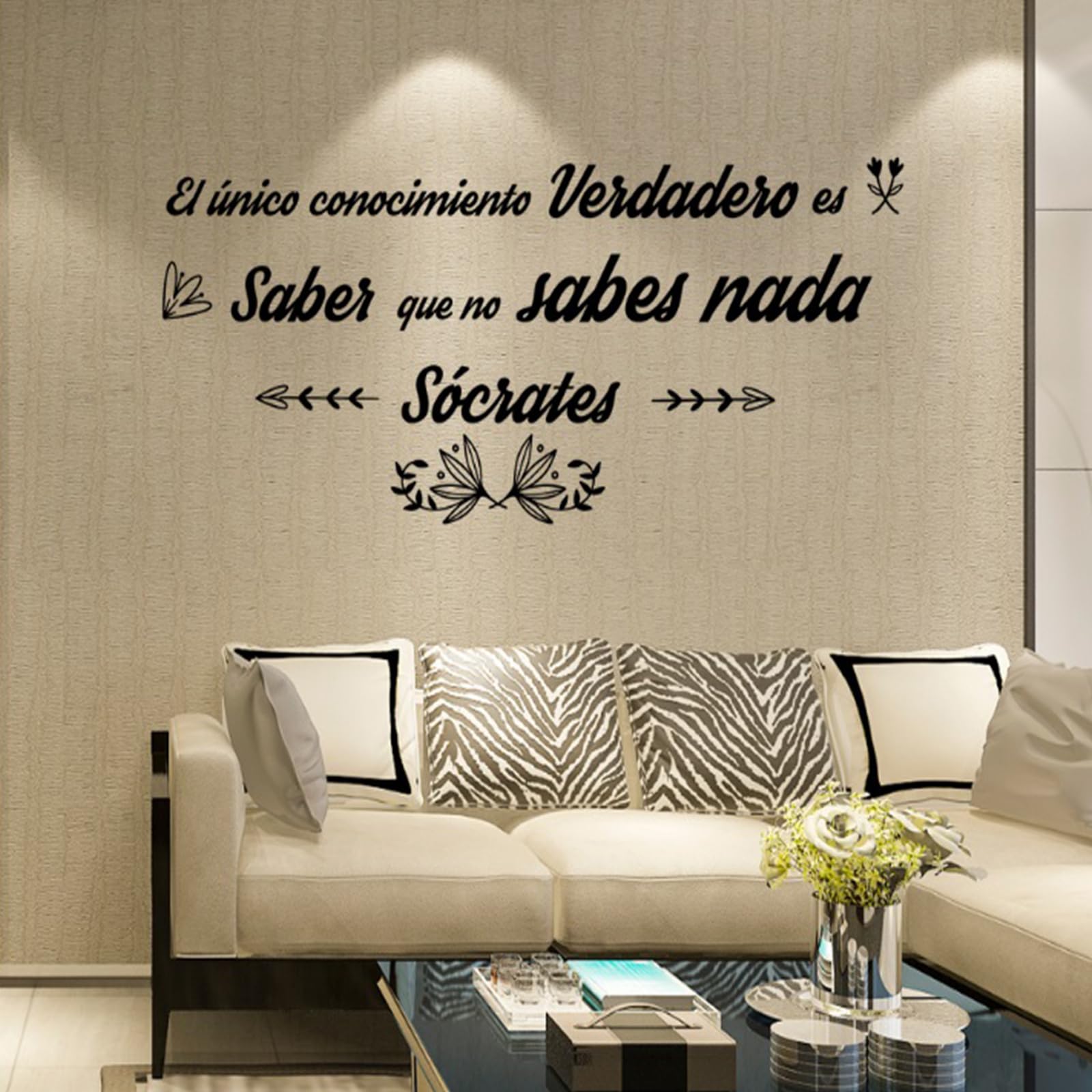 Pegatina decorativa habitación .Pegatina pared frases decorativas. Vinilo decorativo frase motivadora. Vinilo adhesivo habitación Frases célebres(EL ÚNICO CONOCIMIENTO)