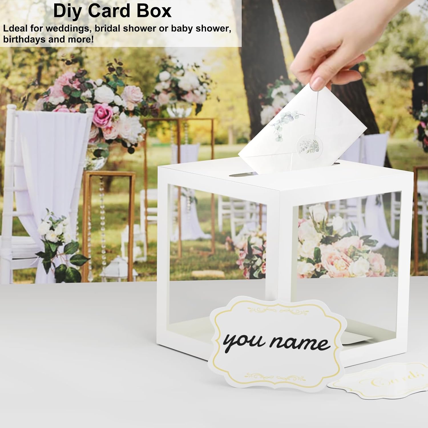 White Cards Box - Money Box for Birthday, Wedding, Baby Shower, Graduation & Anniversaries thumbnail