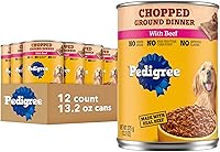 Vista 21 de PEDIGREE Chopped Ground Dinner Comida húmeda y suave enlatada para perros adultos, con carne de res, 22 oz, latas (paquete de 12)