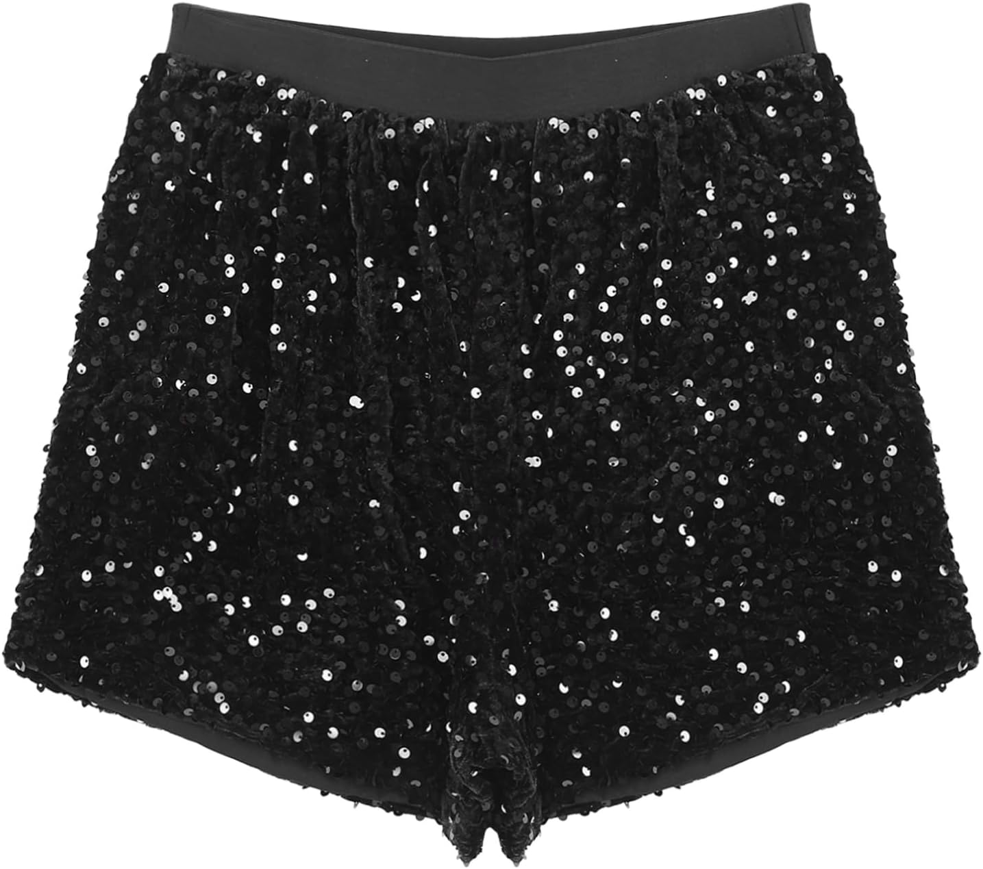 iiniim Womens Sequins High Elastic Waist Straight Leg Shorts Fashion Hot Pants Disco Dance Parties Clubwear