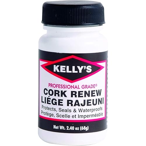 Kelly's Cork Renew Sealer (2.2 fl oz) - Waterproof & Protect Cork Surfaces w/ Brush Applicator - Water Based Formula Dries Clear, Prevents Drying & Breaking Down of Sandles, Shoes, Fishing Rod, Coasters