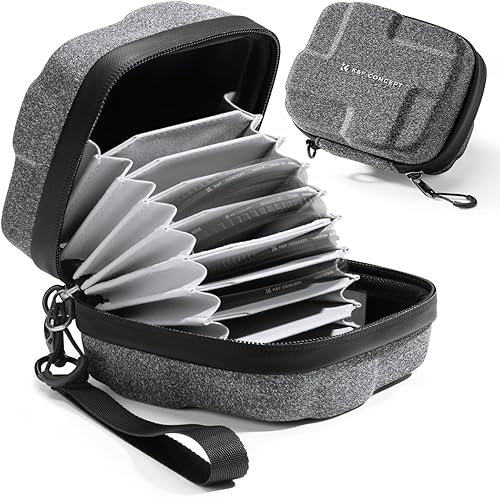 Miniatura 8 de K&F CONCEPT Estuche para Filtros de Lente 10 en 1, Funda de Filtro de Cámara de Cáscara Dura Hasta 82mm con Correa de Mano, Billetera de