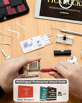 Eventronic 38+4 Piece Lock Picking Set, [2023 Upgrade Version] Lock Pick Tool Kit with 4 Transparent Training Locks for Lockpicking, Bonus E-Guides for Beginner and Pro Locksmiths