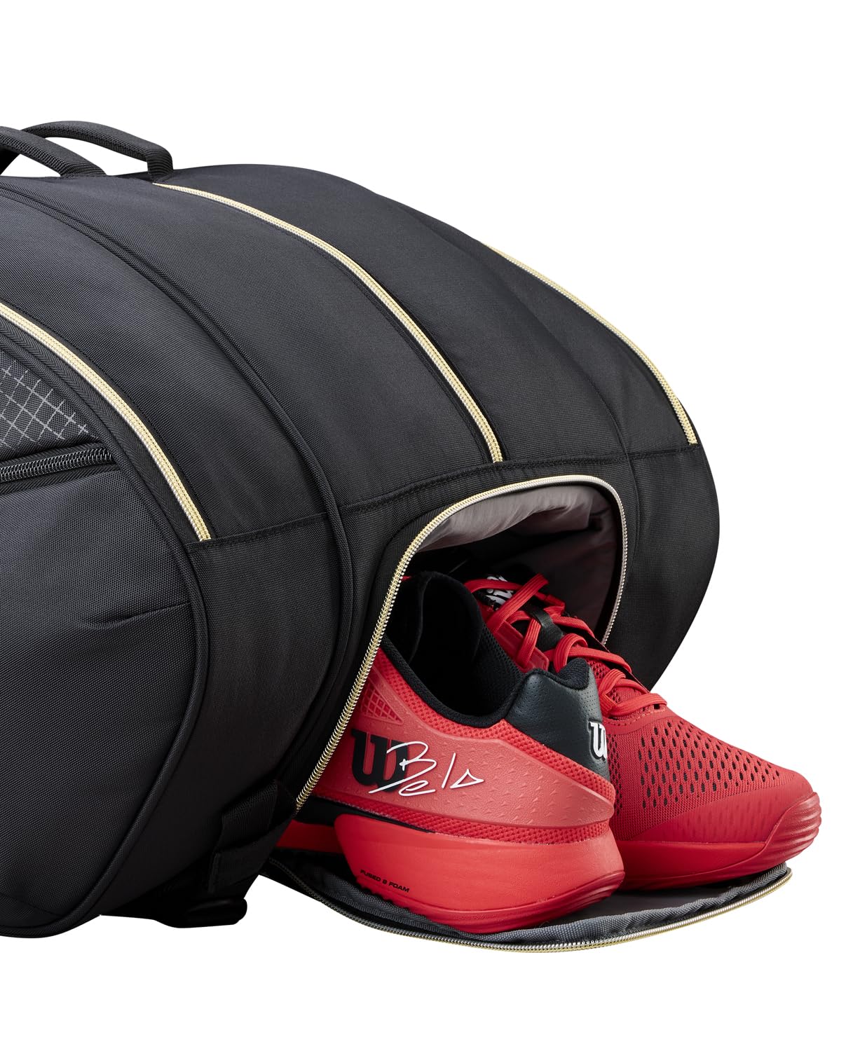 Wilson Defy V1 Padel-Tasche, Mit Thermoguard-Schutz für sechs Padel-Schläger, Kombiniert Komfort, Praktikabilität & Vielseitigkeit, Farbe: Schwarz/Gold