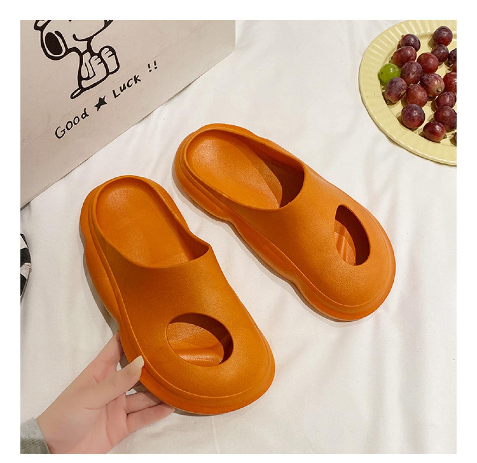 ANPISU Daddy Slippers Summer Couple Baotou Hole Slippers Beach Hole Sandals Leisure Vacation Slippers Bathroom Slippers 36-37 Orange-red