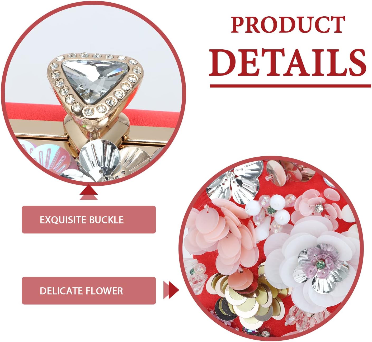 Lanpet Women Clutches Flower Evening Handbag Chain Strap Shoulder Bag - Image 4