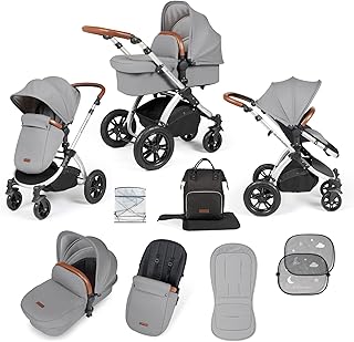 Ickle Bubba Stomp Luxe 2-in-1 Pushchair - Silver/Pearl Grey/Tan