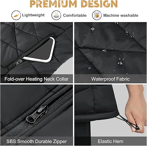 Miniatura 5 de KOVNLO Chaleco térmico para mujer con batería incluida, chaleco de calentamiento eléctrico recargable de ajuste delgado