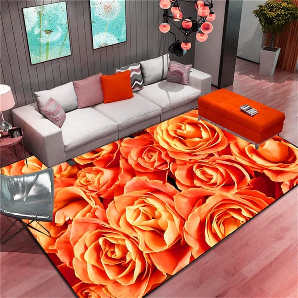 Tapis salon fleur d'oranger style moderne grand tapis de chambre doux 80x150