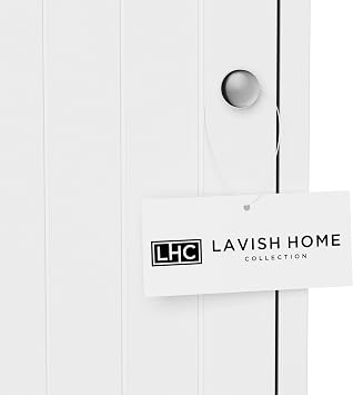 Lavish Home 2-Tier Bathroom Floor Storage Cabinet 29 Tall Free Standing White Cupboard with Adjustable Shelf, Shutter-Style & Slatted Look Door Towel, Toiletries, or Laundry Organizer