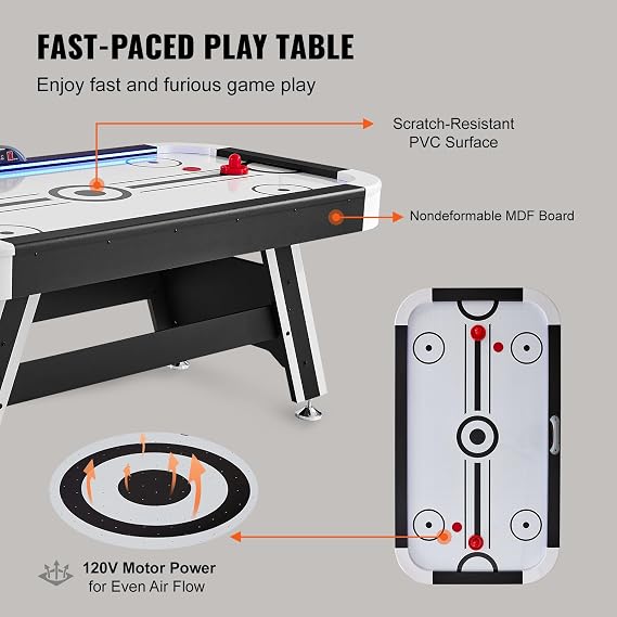 VEVOR 72 & 89 Air Hockey Tables w/LED Scoreboard, 88 3-in-1 Multi-Game Table (Hockey/Billiards/Ping Pong) - Includes Pucks, Pushers & All Accessories for Game Room & Family | for Adult