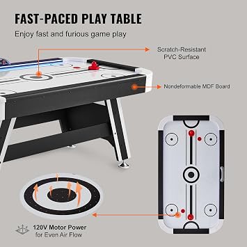 VEVOR 72 & 89 Air Hockey Tables w/LED Scoreboard, 88 3-in-1 Multi-Game Table (Hockey/Billiards/Ping Pong) - Includes Pucks, Pushers & All Accessories for Game Room & Family | for Adult