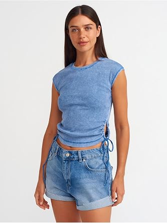 Dilvin Basic Denim Şort Koyu Mavi, 101A71676
