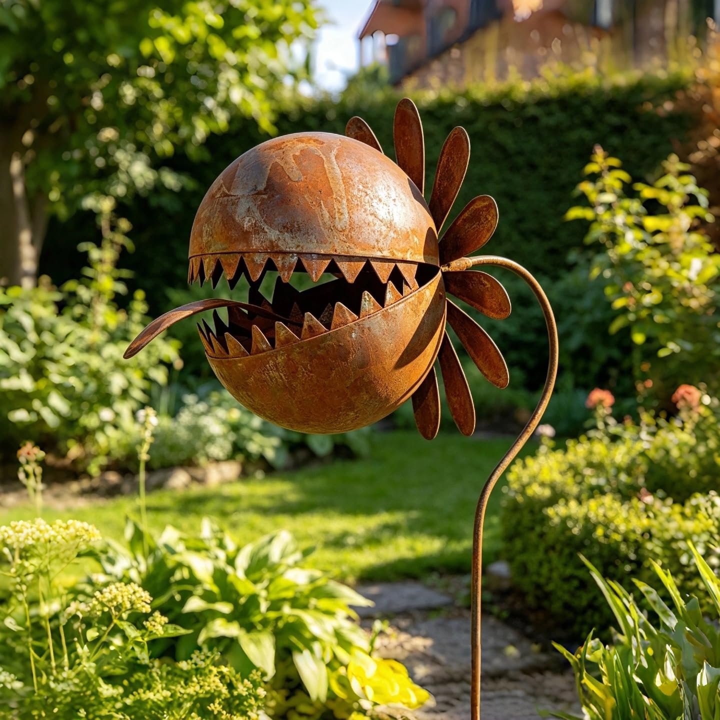 QUNZIDRESS Garden Decor for Outside - Metal Venus Flytrap Garden Stakes Decorative, Metal Carnivorous Plants for Outdoors, Yard Art Garden Halloween Gothic Decorations for Outdoor Lawn Porch Pathway
