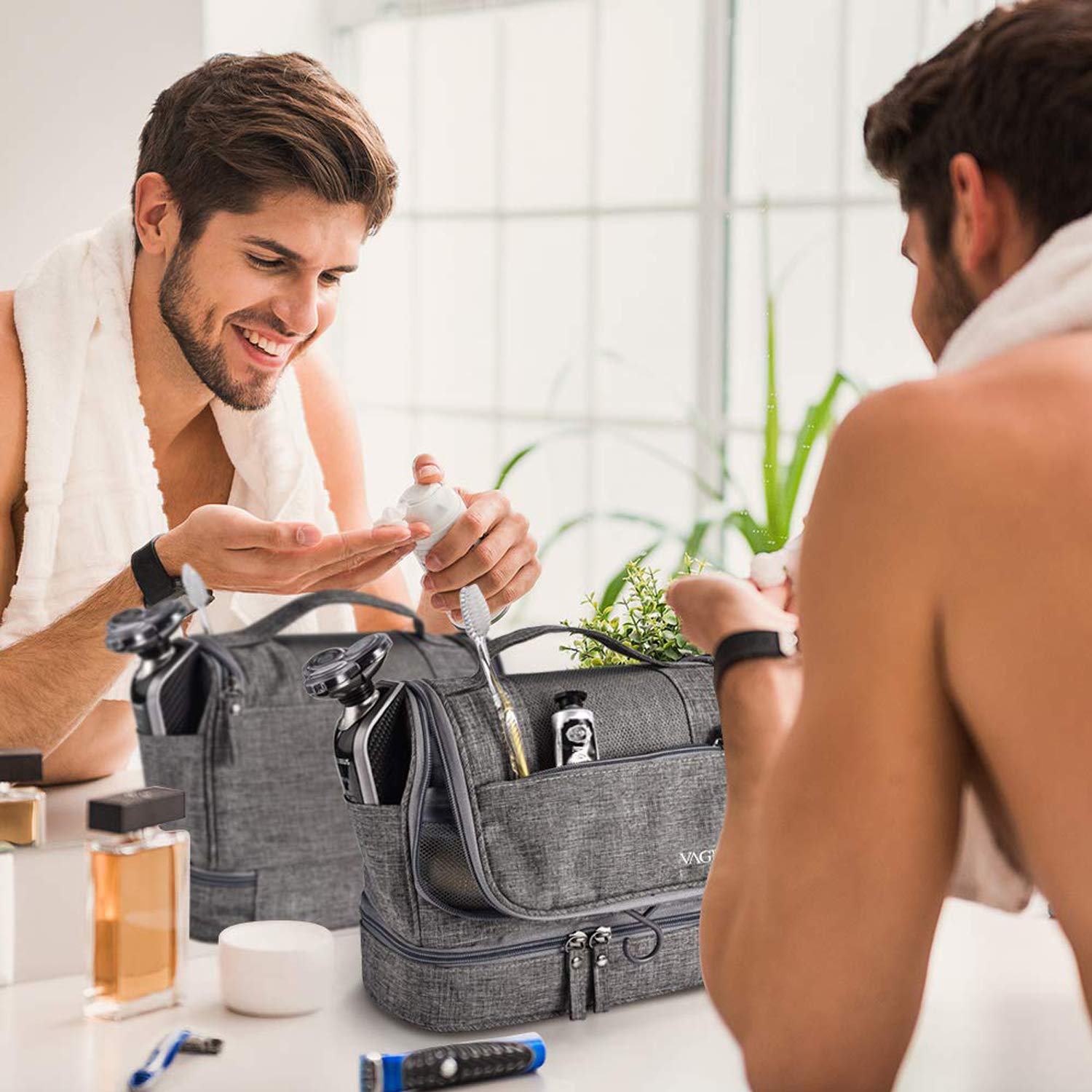 FANDARE Bolsas de Maquillaje Mujeres Hombres Bolsa de Cosméticos de Viaje Neceser de Viaje para Colgar Bolsas de Aseo Cosméticos Organizador Neceseres de Viajes de Negocios Impermeable