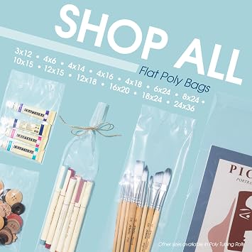4 X 12 Open-End Flat Poly Bags (100 Count) - 2 Mil Clear Small Plastic Bags for Packaging, Shipping, Storage - No Adhesive Strip - Spartan Industrial