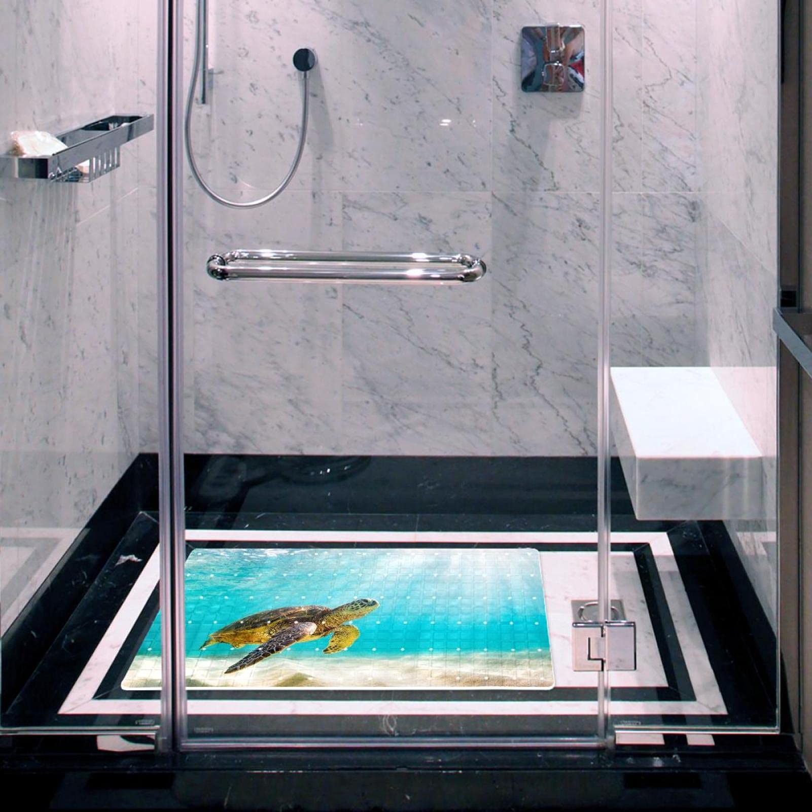 Z&Q Badewanne und Duschmatten Schildkröte rutschfeste Badematte PVC wasserdichte Badewannenmatte für Badezimmerdekorationen 40x71 cm